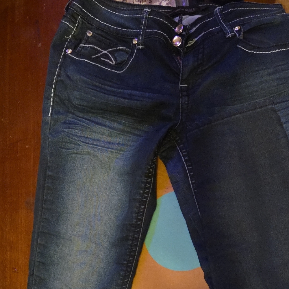 Rue21 Blue Skinny Jeans with Distressed Denim
